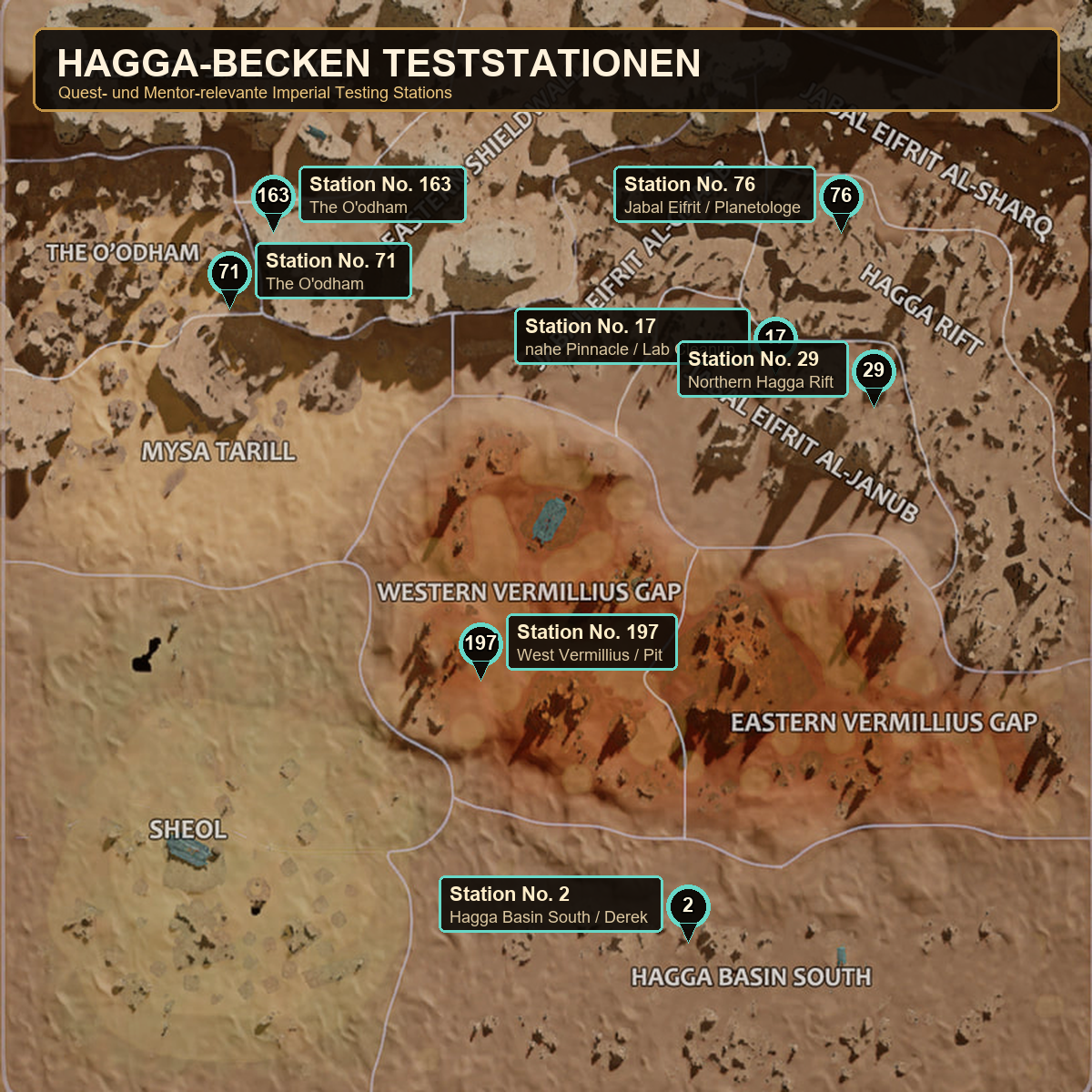 Hagga-Becken Teststationen Karte